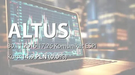 Altus S.A.: Rejestracja akcji serii H w KDPW (2016-11-30)