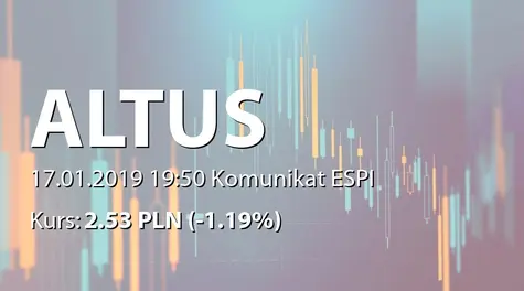 Altus S.A.: Terminy przekazywania raportów w 2019 roku (2019-01-17)