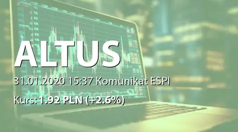 Altus S.A.: Umowa o przejęcie zarządzania funduszem inwestycyjnym (2020-01-31)