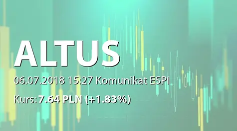 Altus S.A.: Wartość aktywów pod zarządzaniem na koniec czerwca (2018-07-06)