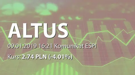 Altus S.A.: Wartość aktywów pod zarządzaniem na koniec grudnia 2018 (2019-01-09)