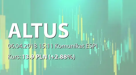 Altus S.A.: Wartość aktywów pod zarządzaniem na koniec marca 2018 (2018-04-06)