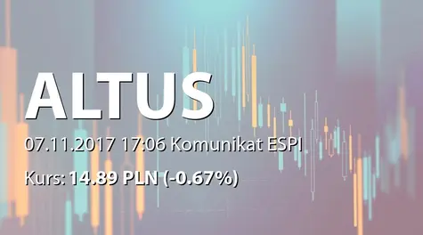 Altus S.A.: Wartość aktywów pod zarządzaniem na koniec października 2017 (2017-11-07)