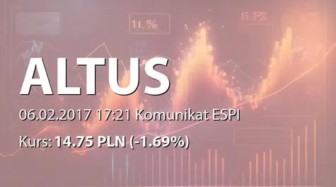 Altus S.A.: Wartość aktywów pod zarządzaniem na koniec stycznia 2017 (2017-02-06)