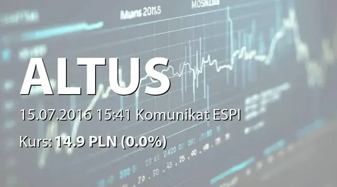 Altus S.A.: Zakończenie oferty skupu akcji własnych (2016-07-15)