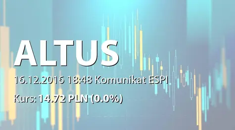 Altus S.A.: Zestawienie transakcji na akcjach (2016-12-16)