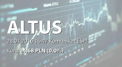 Altus S.A.: Zgoda na przejęcie kontroli nad Forum Akcyjnym+ FIZ i FORUM Obligacyjnym+ FIZ (2016-01-28)