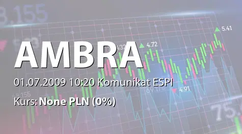 Ambra S.A.: Ustanowienie hipotek na nieruchomościach na rzecz BRE Bank SA oraz PKO BP SA (2009-07-01)