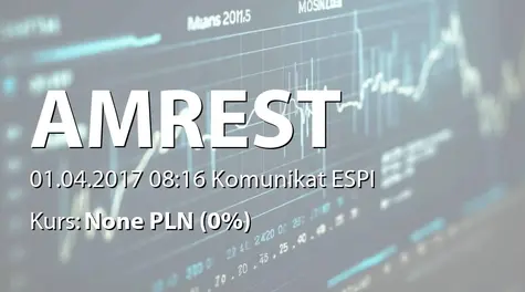 AmRest Holdings SE: Imowa inwestycyjna dotycząca objęcia udziałów w Restaurant Partner Polska sp. z o.o. (2017-04-01)