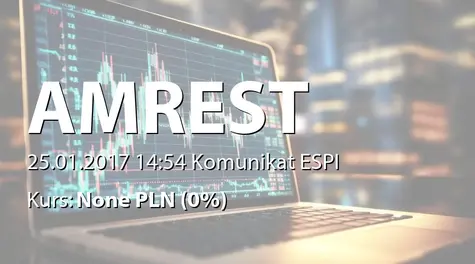 AmRest Holdings SE: Korekta raportu ESPI 15/2017 (2017-01-25)