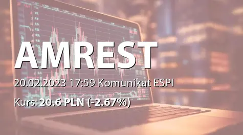 AmRest Holdings SE: Wstępne wyniki sprzedaży w czwartym kwartale 2022 (2023-02-20)