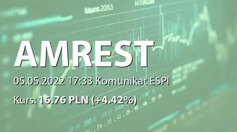 AmRest Holdings SE: Wstępne wyniki sprzedaży w I kwartale 2022 (2022-05-05)