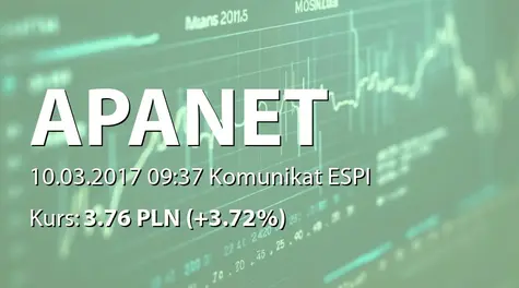 APANET S.A.: Aneks do umowy z GDDKiA oddziałem w Katowicach - korekta (2017-03-10)