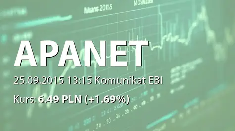 APANET S.A.: Wprowadzenie do obrotu akcji serii A i B (2015-09-25)