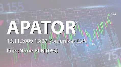 Apator S.A.: Korekta prognozy skonsolidowanych wyników finansowych na 2009 r. (2009-11-16)