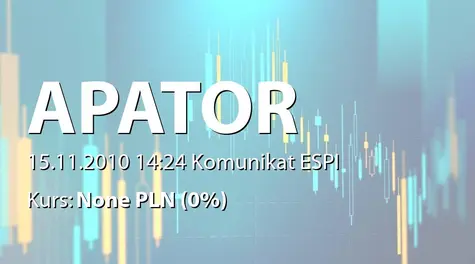 Apator S.A.: Umowa Apator Metrix SA z Mazowiecką Spółką Gazownictwa sp. z o.o. - 6,7 mln zł (2010-11-15)