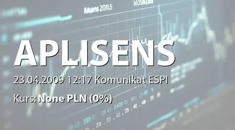 Aplisens S.A.: Przystąpienie do systemu ESPI (2009-04-23)