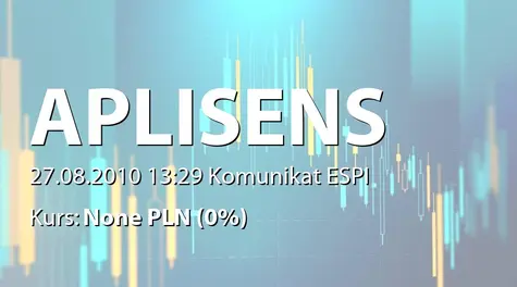 Aplisens S.A.: Rejestracja podwyższenia kapitału i zmian statutu w KRS (2010-08-27)