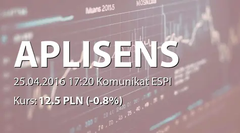 Aplisens S.A.: Rekomendacja Zarządu ws. wypłaty dywidendy - 0,26 PLN (2016-04-25)