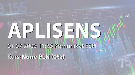 Aplisens S.A.: WZA - zwołanie obrad: podwyższenie kapitału , połączenie z OSK Produkcja Urządzeń i części stali Kwasoodpornej sp.zo.o. (2009-07-01)