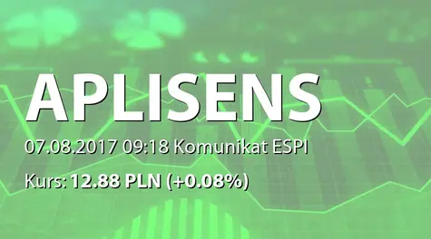 Aplisens S.A.: Zmiana terminu publikacji rozszerzonego skonsolidowanego raportu za I półrocze 2017 (2017-08-07)