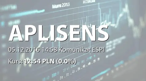 Aplisens S.A.: Zmiana zezwolenia na prowadzenie działalności na terenie TSSE Euro-Park Wisłosan (2016-12-05)