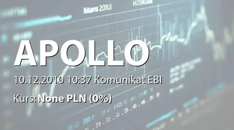 Apollo Capital Alternatywna Spółka Inwestycyjna S.A.: Ponowne podwyższenie prognozy wyników finansowych na 2010 rok (2010-12-10)