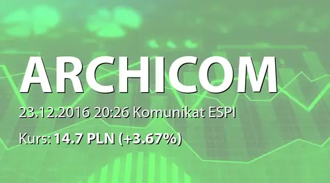 Archicom S.A.: Przedwstępna umowa sprzedaży nieruchomości gruntowej   (2016-12-23)