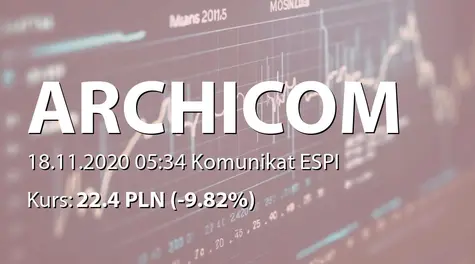 Archicom S.A.: Wskaźnik długu netto według skonsolidowanych danych finansowych za III kwartał 2020 (2020-11-18)