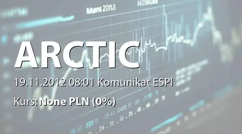 Arctic Paper S.A.: Warunkowe dopuszczenie akcji do notowań na rynku regulowanym NASDAQ OMX w Sztokholmie (2012-11-19)