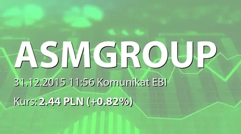 ASM Group S.A.: Ogłoszenie w MSiG ws. obniĹźenia kapitału (2015-12-31)