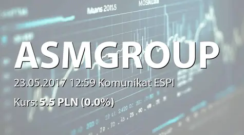 ASM Group S.A.: ZWZ - projekty uchwał: wypłata dywidendy - 0,06 PLN, zmiany w RN (2017-05-23)