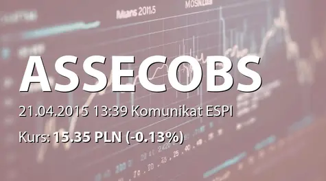 Asseco Business Solutions S.A.: ZWZ - podjęte uchwały: podział zysku, wpłata dywidendy - 0,85 PLN, zmiany w statucie (2015-04-21)