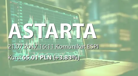 Astarta Holding PLC: 2Q2017  trading update (2017-07-21)