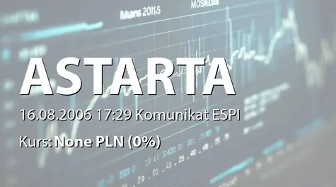 Astarta Holding PLC: Rejestracja akcji w KDPW (2006-08-16)