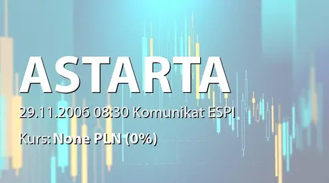 Astarta Holding PLC: Umowa APO Tsukrovyk Poltavschyny sp. z o.o. z Amity Technology LLC - 1,15 mln EUR (2006-11-29)