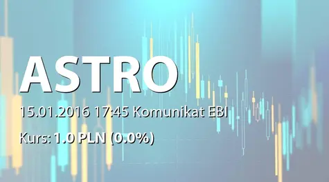 ASTRO S.A.: Terminy przekazywania raportów w 2016 roku (2016-01-15)