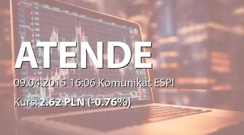 Atende S.A.: Rekomendacja Zarządu dotycząca wypłaty dywidendy - 0,15 PLN (2015-04-09)