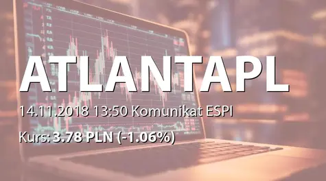 Atlanta Poland S.A.: Deklaracja w sprawie podziału zysku netto za rok obrotowy 2017/2018. (2018-11-14)