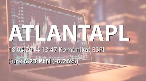 Atlanta Poland S.A.: Informacja o postanowieniu sądu ws. zabezpieczenia roszczenia Atlanta Poland SA (2014-04-18)