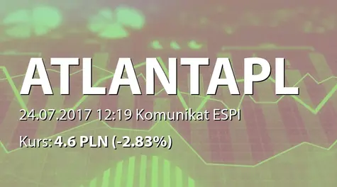 Atlanta Poland S.A.: Terminy przekazywania raportów okresowych w roku obrotowym 2017/2018 (2017-07-24)