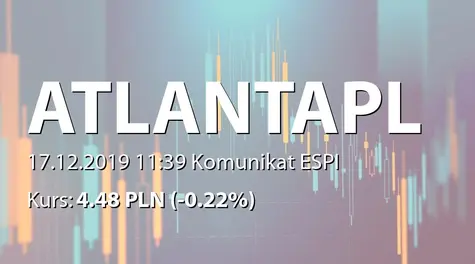 Atlanta Poland S.A.: ZWZ - podjęte uchwały: 0,20 PLN dywidendy na akcję (2019-12-17)
