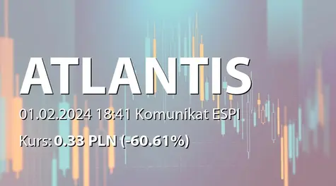 Atlantis SE: NWZ (12:00) - projekty uchwał: scalenie akcji 30:1, obniżenie kapitału (2024-02-01)