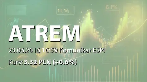 Atrem S.A.: Aneks do umowy kredytowej z mBank SA (2016-06-23)