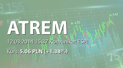 Atrem S.A.: Aneks du umowy z Budimex SA - 8,6 mln zł (2014-03-12)