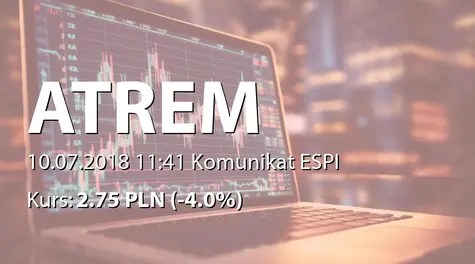 Atrem S.A.: Wybór oferty spółki zależnej na rozbudowa stacji elektroenergetycznej (2018-07-10)