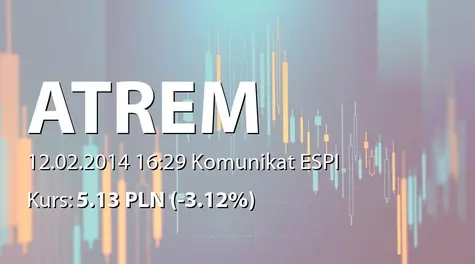 Atrem S.A.: Zmiana postanowień umowy ze spółką Hochtief Polska SA - 12,3 mln zł  (2014-02-12)