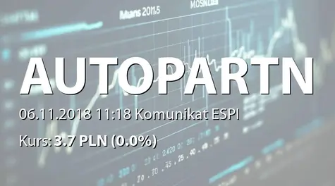 Auto Partner S.A.: Raport miesięczny o przychodach za październik 2018 roku (2018-11-06)