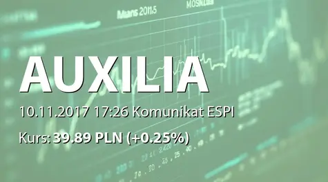 AUXILIA S.A.: Raport za październik 2017 (2017-11-10)