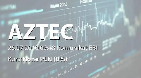 AZTEC International S.A.: Złożenie wniosku o wyznaczenie pierwszego dnia notowań akcji serii A, B i C (2010-07-26)